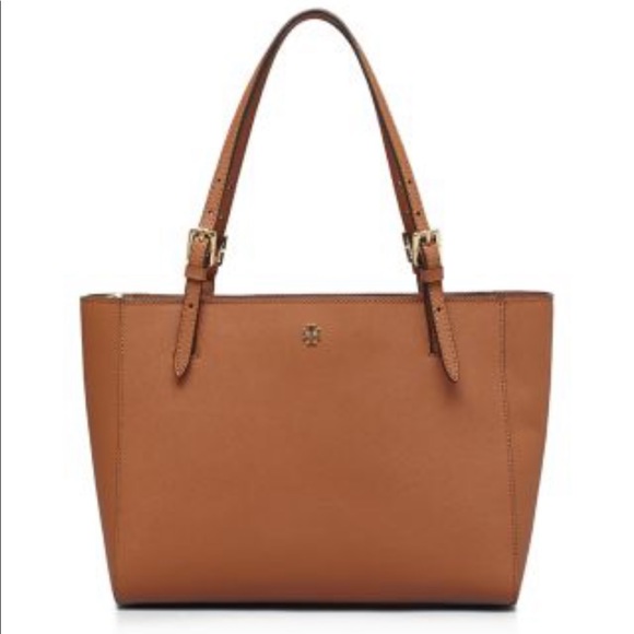 Tory Burch York small buckle tote Luggage brown Saffiano leather - Picture 1 of 15